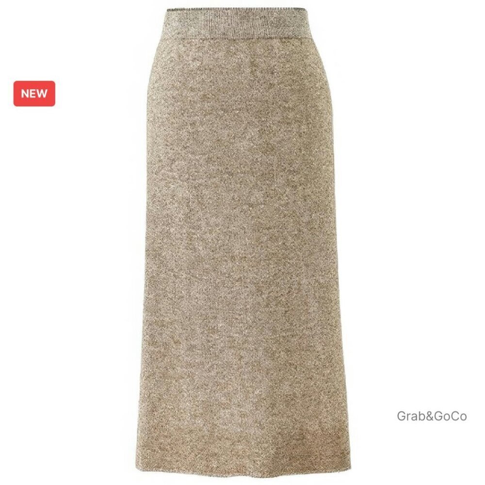 Wool Blend High Waist Pencil Skirt Rib Knit Stretchy Bodycon Winter Warm